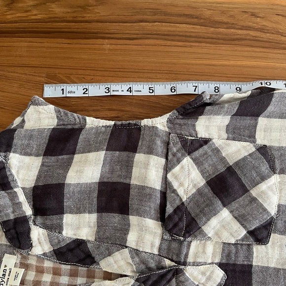 Dylan Sleeveless Gingham Linen Cotton Blend Dress XS Black White Cottagecore - Picture 4 of 7